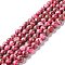 Assembled Synthetic Pyrite and Dyed Howlite Beads Strands, Round, Pink, 8mm, Hole: 1.2mm, about 49~50pcs/strand, 15.94''(40.5cm)