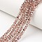 Electroplate Transparent Glass Beads Strands, Half Copper Plated, Faceted, Rondelle, Light Coral, 3.5x3mm, Hole: 0.4mm, about 113~118pcs/strand, 31~33cm