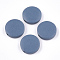 Painted Natural Wood Beads, Flat Round, Steel Blue, 15~15.5x4mm, Hole: 1.8mm