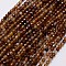 Natural Agate Beads Strands, Faceted, Dyed, Round, Coffee, 4mm, Hole: 0.5mm, about 91~93pcs/strand, 15 inch