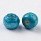 Natural Maple Wood Beads, Dyed, Round, Lead Free, Sky Blue, 10x8.5mm, Hole: 3.5mm, about 3000pcs/1000g