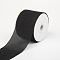 Polyester Imitation Burlap Ribbon, Black, 60mm, about 20m/Roll