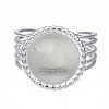 Non-Tarnish 304 Stainless Steel Open Cuff Finger Ring Cabochon Settings STAS-T060-06P-1