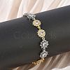 Brass Micro Pave Clear Cubic Zirconia Link Chain Bracelets for Women BJEW-C156-06B-GP-1