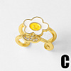 Brass Micro Pave Clear Cubic Zirconia Cuff Open Rings WG9F63A-03-1