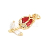 Brass Micro Pave Clear Cubic Zirconia Pendants KK-F931-13G-3