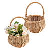 2Pcs Straw Braided Flower Baskets with Handle AJEW-WH0752-560-1