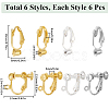 36Pcs 6 Styles Brass Clip-on Earring Converters Findings KK-SC0004-71-2