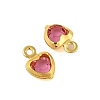 Heart Rack Plating Brass Glass Pendants KK-S385-01G-03-2