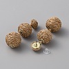 Raffia Grass Round Ball Dangle Stud Earrings EJEW-WH0009-73A-2