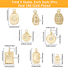 12Pcs 6 Styles Rack Plating Brass Pendants KK-SC0007-64-2