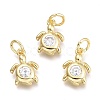 Brass Micro Pave Cubic Zirconia Pendants KK-P187-12C-G-1