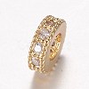 Brass Micro Pave Cubic Zirconia Spacer Beads ZIRC-A008-14G-2