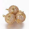 Brass Micro Pave Cubic Zirconia Magnetic Clasps with Loops ZIRC-L082-C-01-G-1