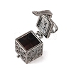 Carved Cuboid Rack Plating Brass Prayer Box Pendants KK-L101-28B-2