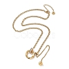 304 Stainless Steel Micro Pave Clear Cubic Zirconia Ring Pendant Twisted Chain Lariat Necklaces NJEW-P318-01G-3