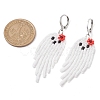 Halloween Woven MIYUKI Seed Beads Ghost Hoop Earrings EJEW-JE05854-02-3