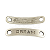 Rectangle Carved Affirmative Word Dream Tibetan Style Alloy Message Links connectors for Bracelet Making TIBE-S233-AS-LF-1