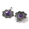 Natural Amethyst & Brass Pendants G-K338-09AS-03-2