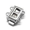 Anti-Tarnish Rhodium Plated 925 Sterling Silver Box Clasps X-STER-L057-016P-2