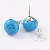 Synthetic Turquoise Stud Earrings G-F267-09B-2