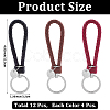 12Pcs 3 Colors PU Leather Knitting Keychains KEYC-CL0001-20A-2