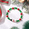 Christmas Natural Dyed Mashan Jade Gemstone Beaded Stretch Bracelets BJEW-MZ00193-1