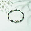 Natural & Synthetic Mixed Gemstone Beaded Stretch Bracelet with Clear Cubic Zirconia Cross for Women BJEW-JB08247-02-2
