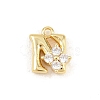 Brass Micro Pave Clear Cubic Zirconia Charms KK-Z151-18G-N-1