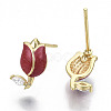 Brass Micro Pave Clear Cubic Zirconia Stud Earring KK-N232-118B-NF-2