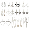 12 Pairs 12 Styles Cherry & Triangle & Eye & Bear & Zipper Buckle Alloy Dangle Stud Earrings for Women EJEW-AN0003-10-1
