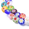 Flat Round Handmade Millefiori Glass Beads X1-LK-R004-55-3