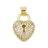 Heart Rack Plating Brass Micro Pave Cubic Zirconia Pendants KK-Z074-53G-1