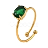 304 Stainless Steel Pave Single Cubic Zirconia Cuff Rings for Women SA-CBAABBA-08A-G-2