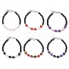 6Pcs 6 Colors Natural & Synthetic Gemstone & Glass Round Beaded Bracelets for Women BJEW-JB12210-2