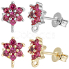 6 Pairs 2 Colors Brass Micro Pave Cubic Zirconia Stud Earring Findings ZIRC-BBC0003-24B-1