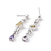 Colorful Cubic Zirconia Teardrop with Rhombus Dangle Earrings EJEW-P206-14P-2