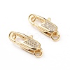 Brass Micro Pave Clear Cubic Zirconia Lobster Claw Clasps ZIRC-I043-31B-G-1