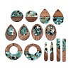 14Pcs 7 Styles Transparent Resin & Walnut Wood Pendants RESI-N053-15-1