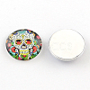Half Round/Dome Candy Skull Pattern Glass Flatback Cabochons for DIY Projects X-GGLA-Q037-25mm-12-2