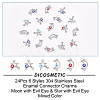 24Pcs 6 Styles 304 Stainless Steel Enamel Connector Charms STAS-DC0010-36-4