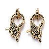 Brass Micro Pave Black & Green Cubic Zirconia Lobster Claw Clasp X-ZIRC-Z011-19G-1