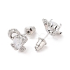 Rack Plating Brass Micro Pave Cubic Zirconia Stud Earrings EJEW-I304-06P-08-2