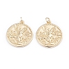 Brass Coin Pendants ZIRC-I042-03G-1