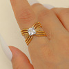 304 Stainless Steel with Cubic Zirconia Cuff Rings for Women FS-WG503C7-06-1