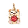 Brass with Red Enamel Pendants KK-CBAF749-02A-1