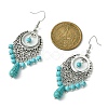 Synthetic Turquoise Beaded Long Drop Earrings EJEW-JE05389-02-2