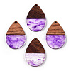 Transparent Resin & Walnut Wood Pendants RESI-N039-25C-1
