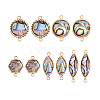 10Pcs 5 Styles Brass Pave Natural Paua Shell Connector Charms KK-PH0012-91B-6