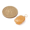 Natural Yellow Jade Copper Wire Wrapped Pendants PALLOY-JF02131-02-3